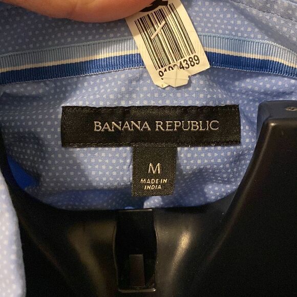 Banana Republic Blue Geometric Print Short Sleeve Button Up Medium (M) Mens - Picture 4 of 6